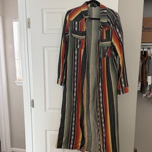 Western serape print duster